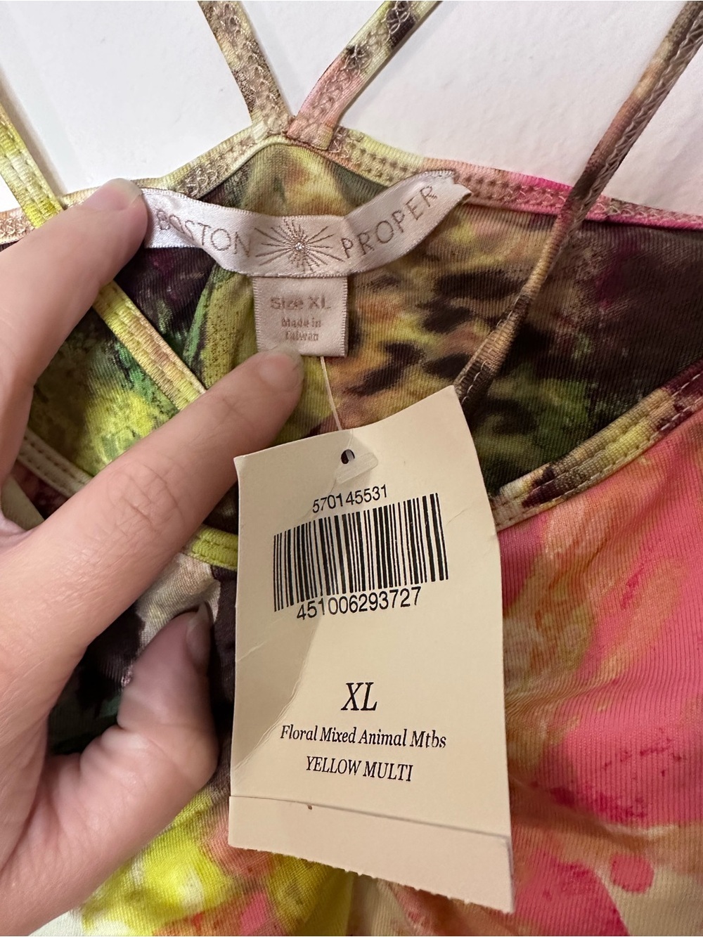Boston Proper Pink Multi Floral & Animal Print Strappy Tank - Picture 4 of 5